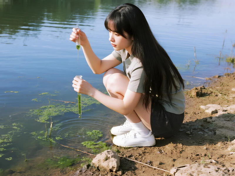 發(fā)生水華大量藍(lán)綠藻的水面